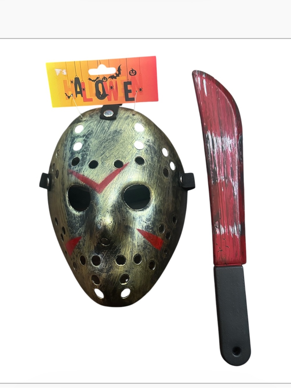 FRIDAY THE 13th Hockey mask Jason Voorhees Halloween mask and machete adult size